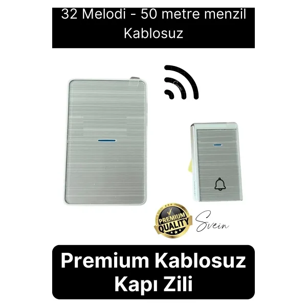 Lüks Kablosuz Uzaktan Kumandalı Yüksek Sesli Uzun Mesafe Menzil Kapı Zili Ev Ofis Dükkan 50 Metre