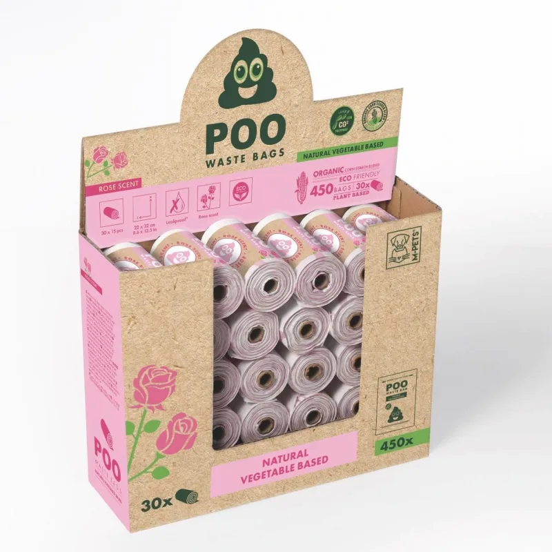 M-Pets Poo Dışkı Poşeti 15 Yaprak Gül Kokulu 30LU Paket