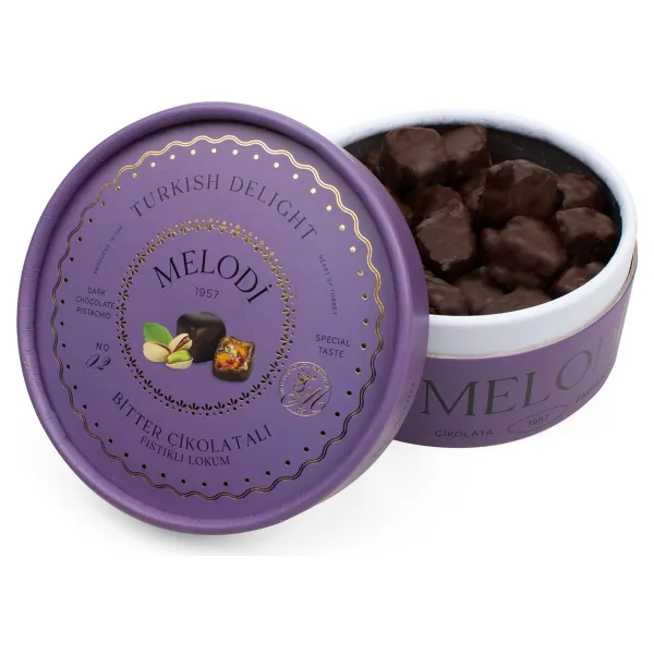 Melodi Çikolata Bitter Çikolatalı Duble Fıstıklı Lokum 250 gr