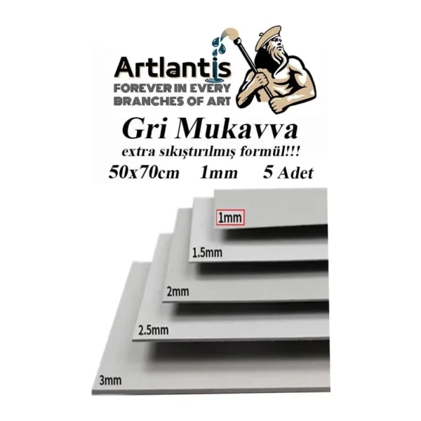Mukavva Gri 1 Mm 50x70 Cm 5 Adet Sert Karton Ekstra Sıkıştırılmış 50x70 Mukavva Gri Renkli 5 Adet