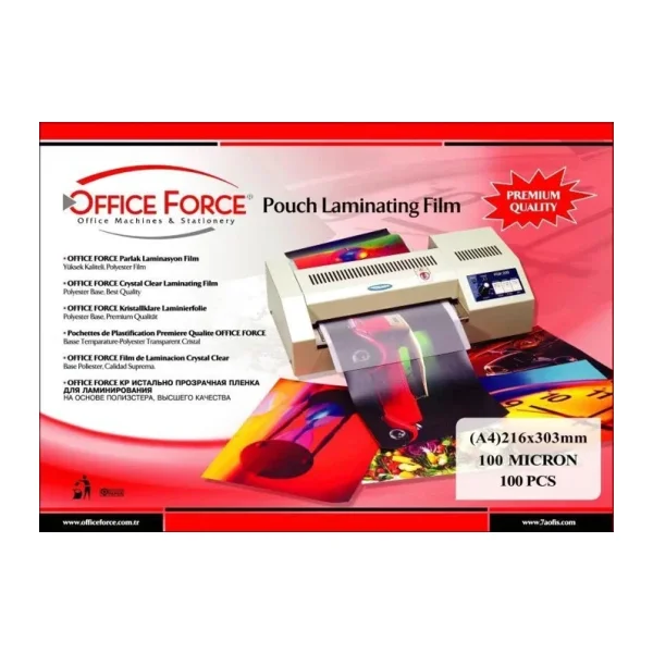 Office Force 100 Mic.A4 (216x303) Parlak Laminasyon Filmi 100'lü