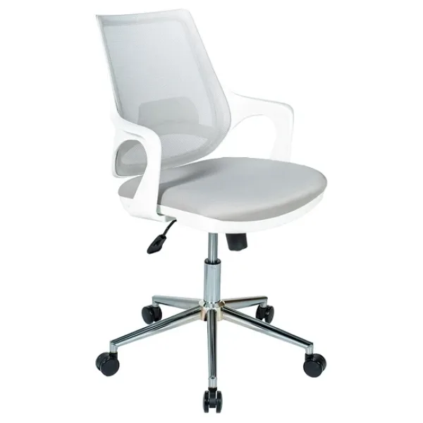 Ofisbazaar Buya Beyaz Fileli Çalışma Koltuğu Ergonomik Şef ve Toplantı Koltuğu Gri
