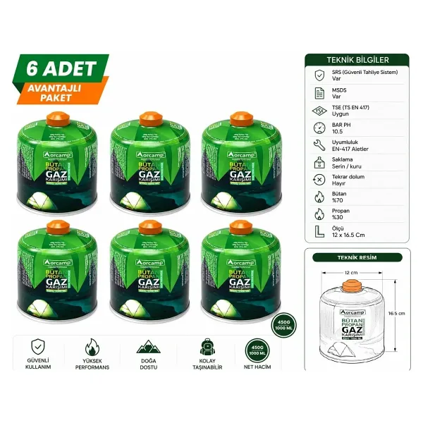 Orcamp KTS 450 gr 6 Adet Gaz Kartuşu