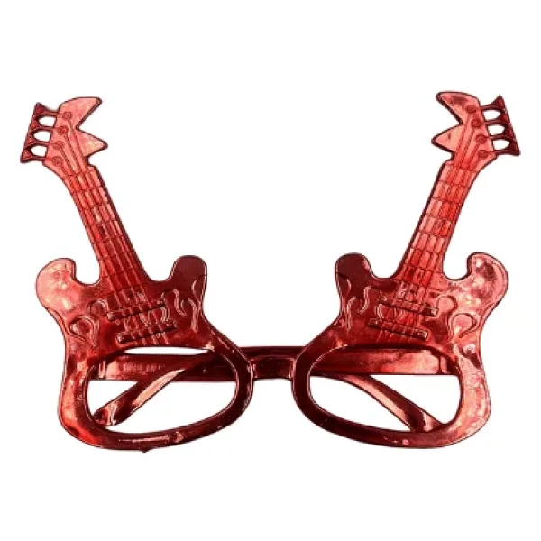 Parti Gözlük Plastik Camsız Gitar Şeklinde Kırmızı 14x6 cm