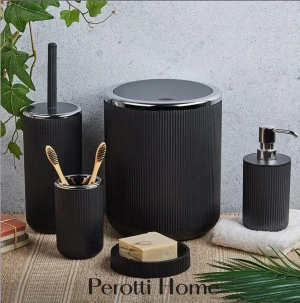 Perotti lisbone siyah 5 parça akrilik banyo seti takımı 13166syh