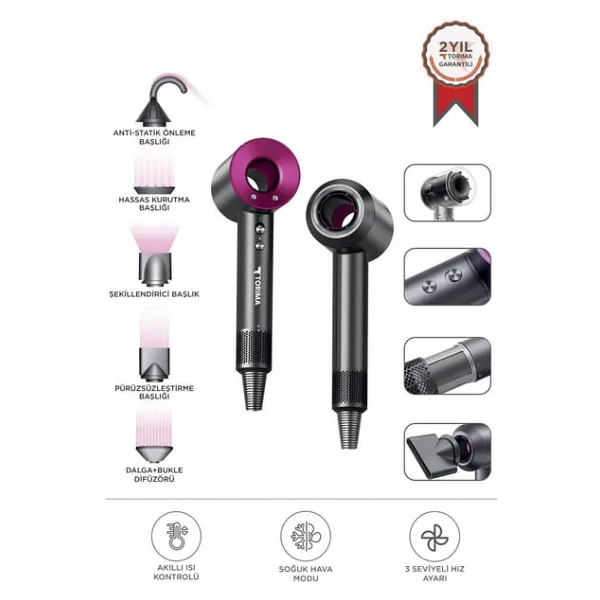 Torima H5 1450 W Pembe Saç Kurutma Makinesi