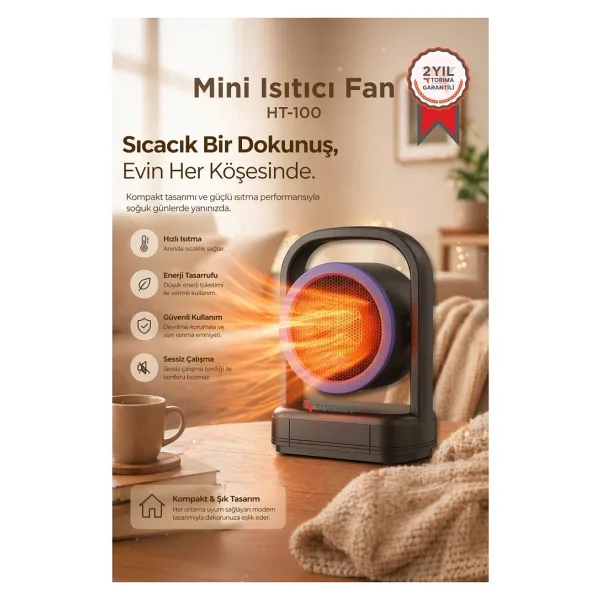 Torima HT-100 500 W Siyah Masaüstü Fanlı Isıtıcı