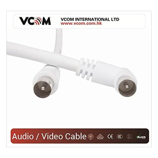 Vcom Cv601R 5Mt Anagol Beyaz Tv Kablosu