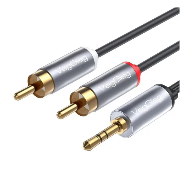Veggieg 3.5mm Aux To 2 Rca Hi-fi Ses Kablosu 15 Metre