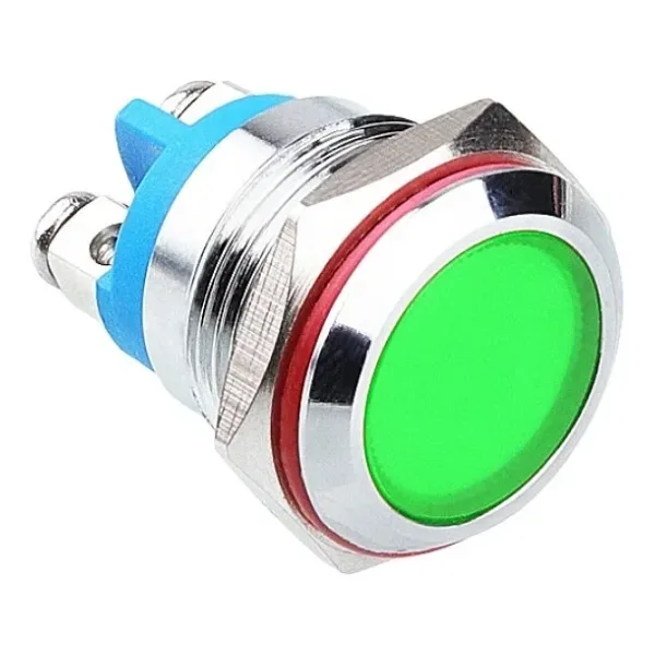 WD16L-P0 16mm 12-24V Metal Sinyal Lambası - Yeşil