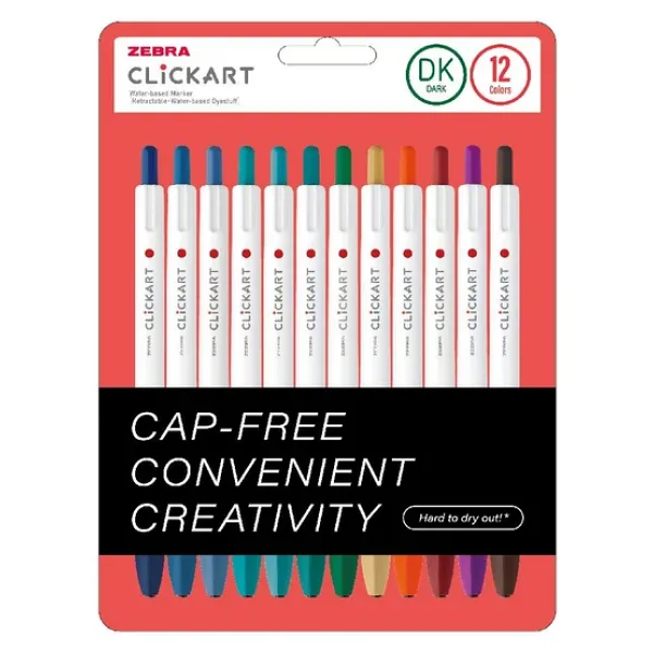 Zebra Clickart Market Pen 0.6mm 12'li Tükenmez Kalem Seti Dark Colours 12CZDK