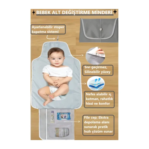 Alita Textile Bebek Alt Açma Minderi, Anne Bebek Bakım Örtüsü, Yenidoğan Alt Değiştirme Matı, Sıvı Geçirmez, Alez