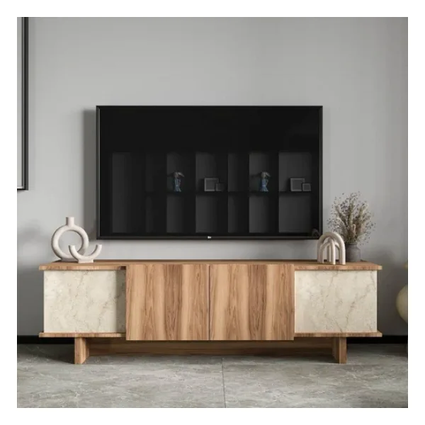 ALONEX HOME Diana 180 Cm Tv Ünitesi , Ceviz- Mermer Desenli Tv Ünitesi