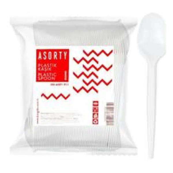 Asorty Eco Plastik Kaşık 100 Adet - Beyaz