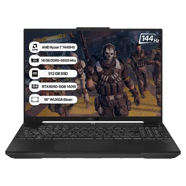 ASUS TUF Gaming A16 FA607NUG-RL212 R7 7445HS 16GB 512GB SSD RTX4050-6GB 140W Dos 16" WUXGA 144Hz Notebook