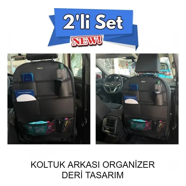 Audi Q2 Araç Içi Deri Koltuk Arkası Organizer 2'li Set Düzenleyici Siyah Siyah