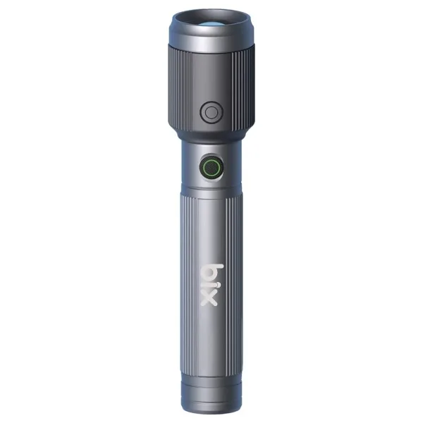 Bix Flashlight Bx2141fl 10w Led, Max. 650 Lümen Parlaklık Ve 300 Metreye Kadar Menzilli, Şarj Edilebilir Çok Modlu Kompakt El Feneri - Gri