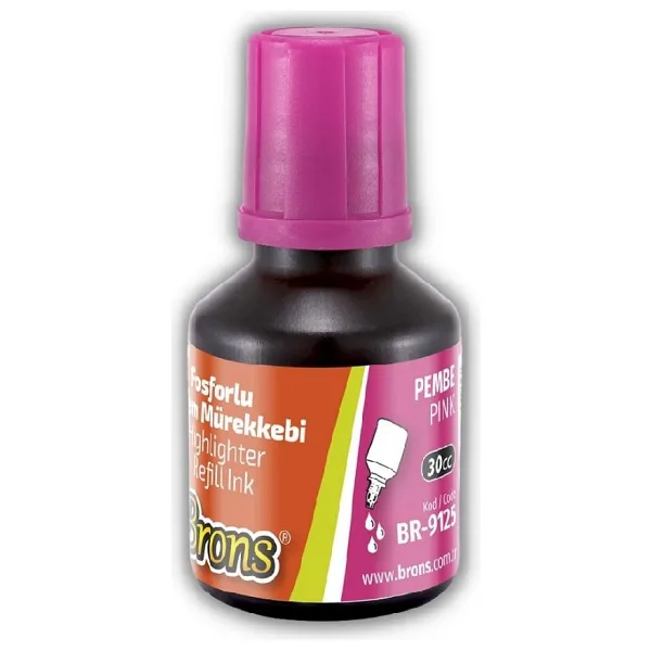 Brons 30 cc Pembe Fosforlu Kalem Mürekkebi