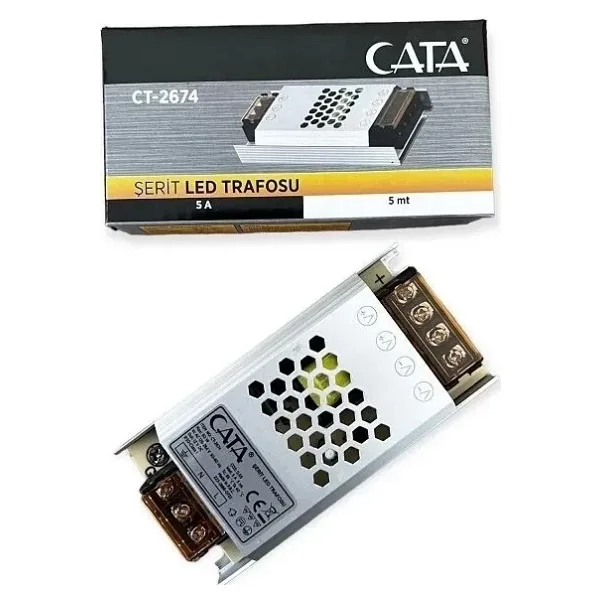 Cata CT-2674 5A 60W Şerit LED Trafosu - 5 m - Beyaz