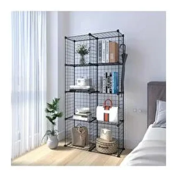 decorelax 8 Bölmeli Tel Küp Çok Amaçlı Organizer Raf Siyah 33cm Mutfak, Oyuncak, Kiler, Depolama Rafı