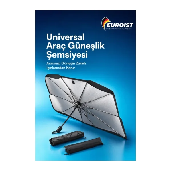 euroist Katlanabilir Araba Ön Cam Güneşlik Şemsiye 140x79 cm UV Koruyucu Oto Gölgelik
