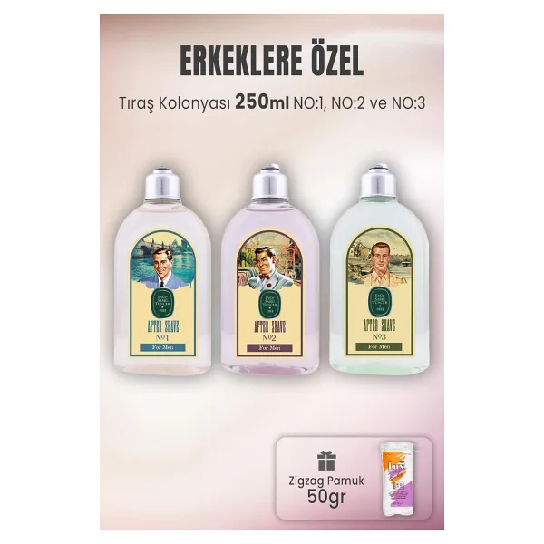 Eyüp Sabri Tuncer Tıraş Kolonyası Set 1-2-3 Ve Zigzag Pamuk 50 Gr