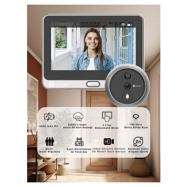 Ezviz DP2 Kameralı Kapı Dürbünü