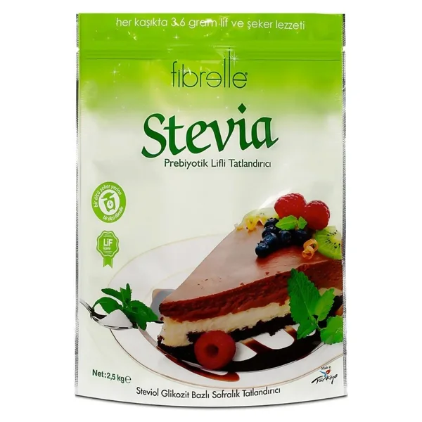 Fibrelle Prebiyotik Lifli Stevia Toz Tatlandırıcı 2,5 kg - Eko Boy Kalorisiz Şeker / Pastane Ve Fırın Tipi