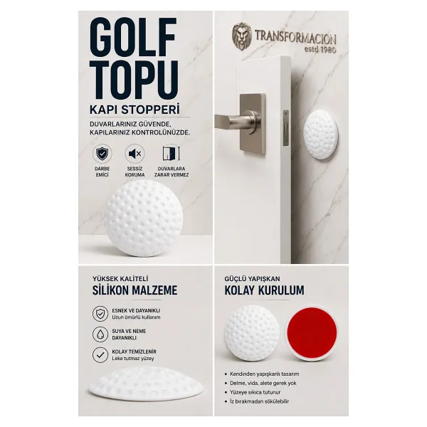 Kapı Stopperi Golf Topu Model Kapı Çarpma Önleyici 4 Adet 721172