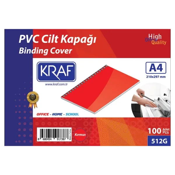 Kraf Cilt Kapağı A4 160 Mic. 100 Lü Kırmızı 512G