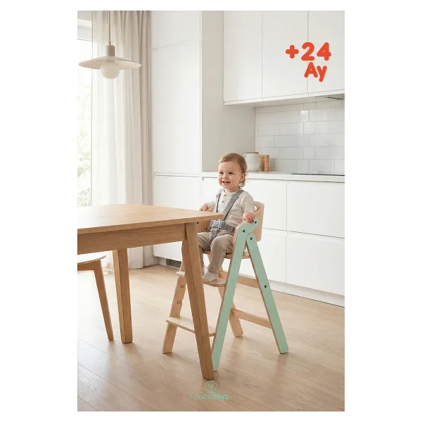 Mamatoyz Foldable Mychair Only Chair - Doğal Ahşap - Portatif Mama Sandalyesi Sadece Sandalyesi - Mint Rengi - Mint Yeşili
