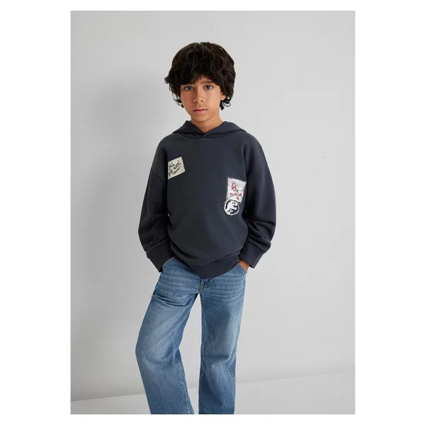 Mavi Jurassic Park Baskılı 6S10135 Kapüşonlu Çocuk Sweatshirt