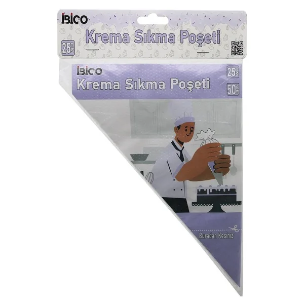 Naylon 25cm 50pcs Krema Sıkma Poşeti Torbası