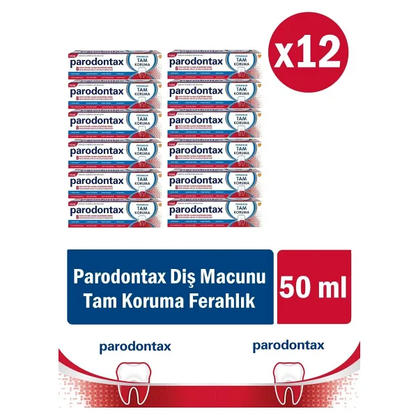 Parodontax Tam Koruma Ferahlık Beyazlatıcı Florürlü Diş Macunu 50 ml 12 Adet