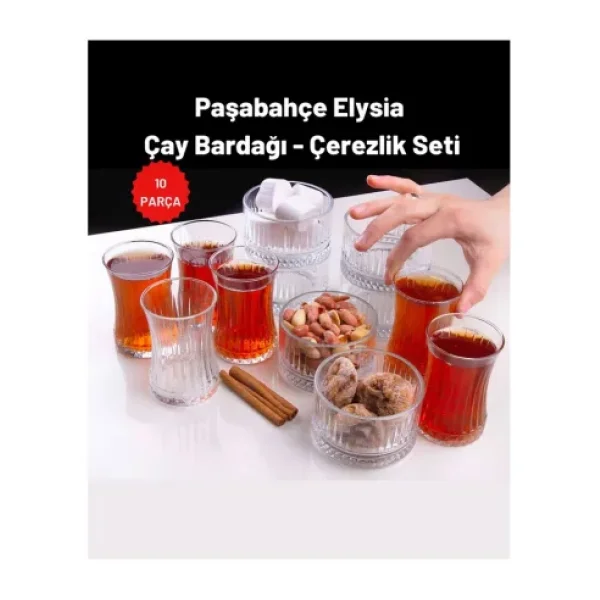 Paşabahçe Elysia Çay Bardağı Kase Çerezlik Seti - 170 ml - 10 Adet - Şeffaf