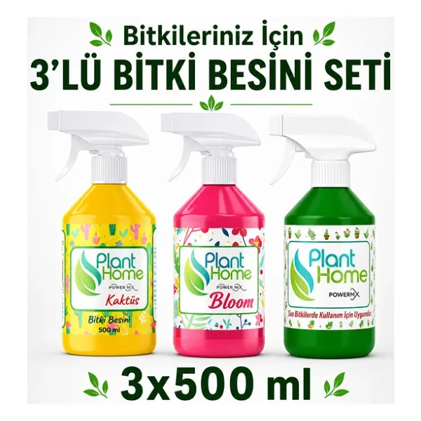 Plant Home Bitki Besini 3Lü Seti 500 Ml & Hızlı Emilim - Powermix Gold Seri