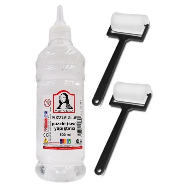 Puzzle Yapıştırıcı 500 ml 1 Adet ve Silindir Sünger Fırça 2 Adet Monalisa Pazıl Yapıştırıcısı