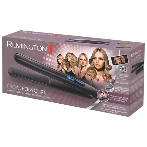 Remington S6505 PRO-Sleek & Curl Seramik Saç Düzleştirici 150-230°C Isı Ayarı ile Hızlı Isınma - Mor