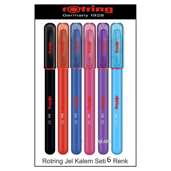 Rotring Jel Kalem Seti 0.7 mm 6 Renk Tükenmez Kalem ile Canlı ve Parlak Yazılar İçin
