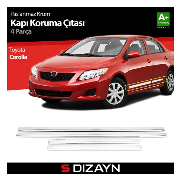 S-Dizayn Toyota Corolla 2007-2013 Kapı Koruma Çıtası Krom