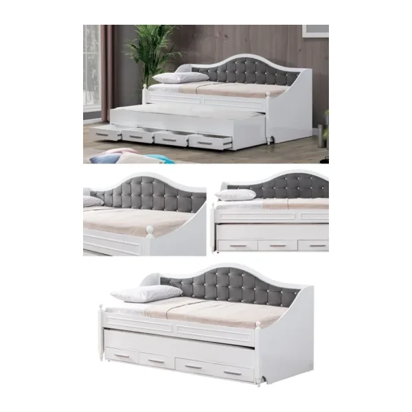 Setay Mobilya Eymen Gri 90x200 cm Divan Çekmeceli Yavrulu Karyola