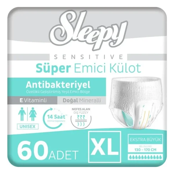 Sleepy Sensitive Süper Emici Külot Ekstra Büyük Boy XL 30'lu 2 Adet Hasta Bezi