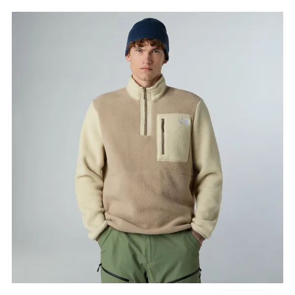 The North Face Yumiori NF0A883SEOZ1 Yarım Fermuarlı Krem Erkek Polar