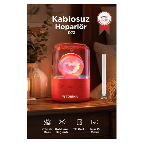 Torima D73 Kırmızı Bluetooth Hoparlör