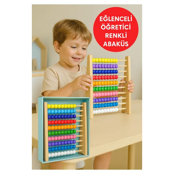 Toyfest Premium Ahşap Renkli Abaküs 10 Katlı Eğitici Sayma ve Zeka Geliştirici Oyuncak - Renkli - Ahşap
