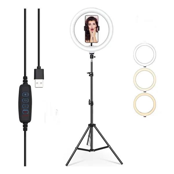 YED Ring Fill Light Led 10 Inç 2.1 M Beyaz Sarı Işık Halka Tripod