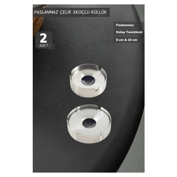 2'Li Set Skoçlu Küllük Paslanmaz Çelik Kül Tablası Sigara Küllüğü 8+10 Cm