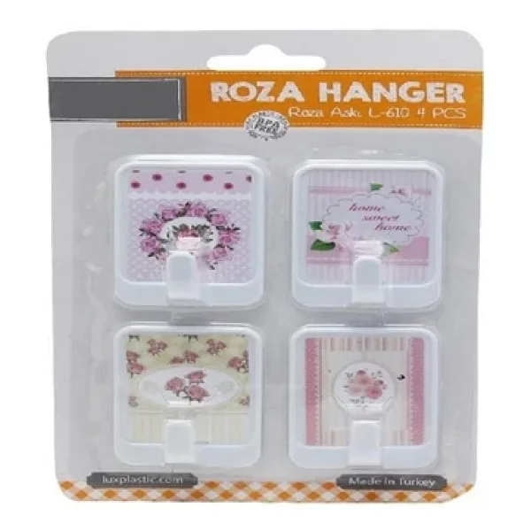 4 Lü Roza Yapışkanlı Askı 4,5x6cm