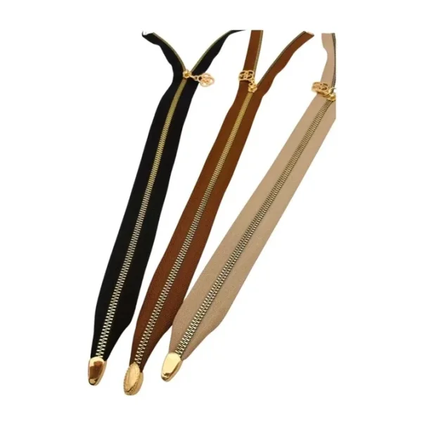 Angel Çanta Aksesuar Başlıklı Fermuar Set 45 Cm Light Gold Metal 3 Adet (Bej, Taba, Siyah)