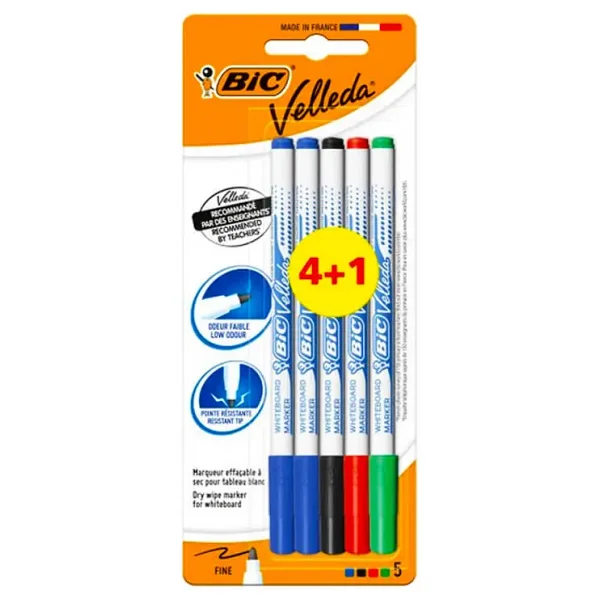 Bic Velleda 1721 4+1 Beyaz Tahta Kalemi